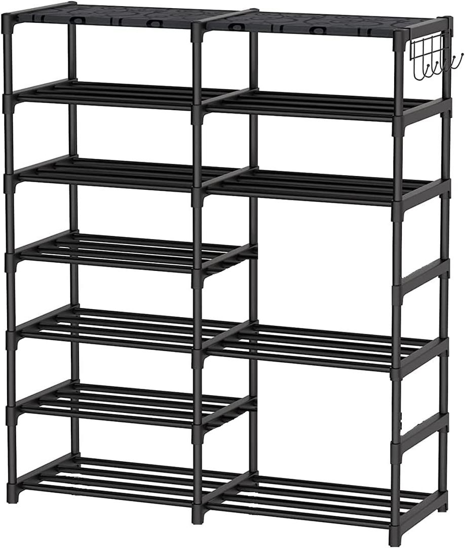 Easyhouse 7 Tier Big Size Metal Shoe Rack, Space Saving Shoe Stand, Sturdy Shelf Organizer for Entryway, Closet, Bedroom, Holds 24 Pairs of Shoes
