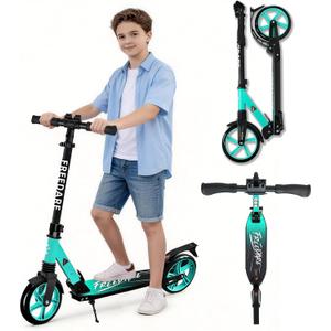 FREEDARE Kick Scooter for Kids & Adults Ages 8+, Foldable Teen Scooter with 2 Big 8-inch Wheels and 4-Level Adjustable Handlebar, Max Load 220 LBS
