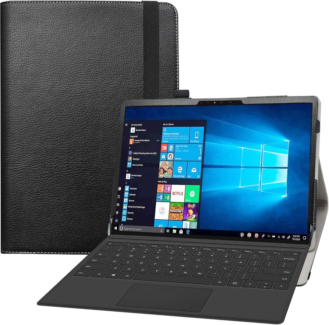 Bige for Latitude 7320 Detachable Case,PU Leather Folio 2-Folding Stand Cover for Dell Latitude 7000 7320 Detachable 13" 2-in-1 (2021) Tablet (Not fit Other Dell Laptop),Black