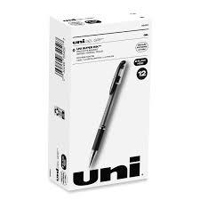 uni-ball Signo GRIP Gel Pen, Stick, Medium 0.7 mm, Black Ink, Silver/Black Barrel, Dozen,  Dozen