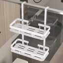 White Over Door Shower Caddy, Rustproof Bathroom Organizer, 2-Tier Storage Rack, 11.81x5.31 Inch Shelves, No Drilling Required