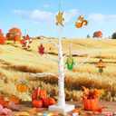 Funrous 24 Set Thanksgiving Crafts for Kids, Fall Unfinished DIY Crafts Keychain Thanksgiving Wood Cutouts Ornaments Painting Kit with Maple Pumpkins Cards for Boys Girls Autumn Harvest Activity Gifts