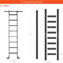 DIYHD 96" Lightweight Rolling Library Ladder with 4FT Sliding Rail, Black | 8-Step rolling ladder, Upright space-saving storage, Telescopic top hook, Locking bottom rollers, 300 lbs capacity