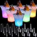 18 Pcs LED Ice Bucket Bulk with Scoop and Clip 5 L Ice Bucket 7 Color Changing LED Light Ice Bucket Acrylic Clear Beverage Champagne Beer Wine Cooler Bucket for Party Bar Club KTV Restaurant Home