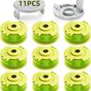 YWTESCH Trimmer String for Ryobi One Plus+ AC80RL3,11 FT/0.080-InchSpool Replacement Compatible with Ryobi 18v, 24v, and 40v Cordless Trimmers (9 Pack Trimmer Line & 2 Pack Trimmer Cap)