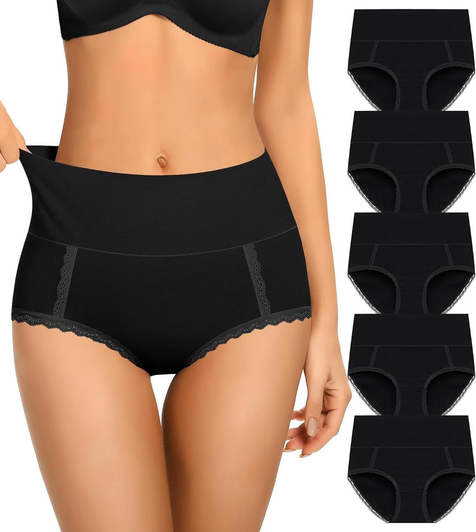 Cotton Underwear High Waisted Womens Full Coverage Ladies Comfy Panties (Regular & Plus Size) (XL)