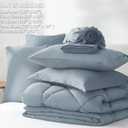 CozyLux King Size Comforter Set Dusty Blue - 7 Pieces Bed in a Bag King, Luxury Soft Bed Set for All Seasons, Bedding Set with Down Alternative Comforter, Sheets, Pillowcases & Shams, Grayish Blue