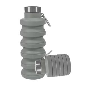 Tundoro Collapsible Water Bottles,16oz Capacity Portable Reusable Silicone Water Bottle,Leak-proof,with buckle,foldable storage,Lightweight Durable for Fitness,Cycling,Sports,Camping,Hiking (Grey)