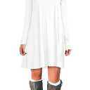 Long Sleeve Trapeze Tshirt Spring Simple Costume Casual Snake Dresses White, 2XL