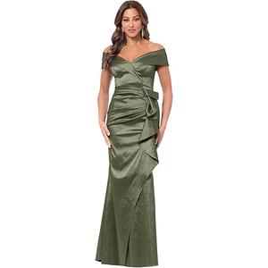 Xscape Women's Off-The-Shoulder Sweetheart Neck Taffeta Gown with Side Sweep Detail, Size 14