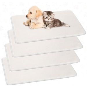 Drydiet 4 Pcs Pet Carrier Pad Travel Pet Reversible Dog Mat Replacement Liners for Travel Dog Bed Pad Washable Plush Double Sided Bed Mat for Cat Kennel Crate(Beige,17 x 11 Inch)