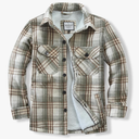 Men's Cotton Flannel Shirt Jacket Fleece Lined Long Sleeve Plaid Shirt for Men, Size L