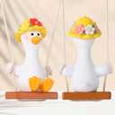 Chunful Silly Swinging Goose Car Hanging Ornament Rear View Mirror Accessories Funny Car Decor Gifts for Women Men Christmas Tree Decorations for Mom Dad Goose Lover(Flower Hat)