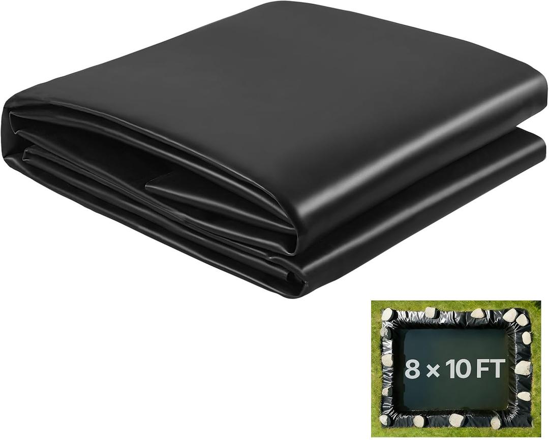 VEVOR 8 x 10 ft Pond Liner, 45 Mil Thickness, EPDM Rubber Material Fish Pond Liner for Outdoor Ponds, Easy to Cut, Durable & Leakproof, for Water Garden, Waterfall, Fishpond, Koi, Fountains, Black