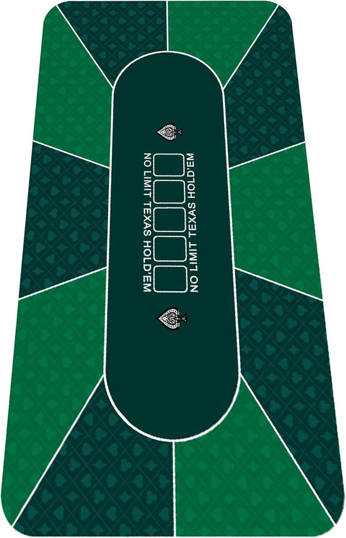 nuveti Poker Mat - 55 x 28inch Non-Slip Poker Table Game Mat - Portable Rubber Waterproof Poker mat for Table 6-8 Player Card Game Anti-Slip Rubber Poker Table Top Layout (55 X 28 Inch Rectangular-green7)