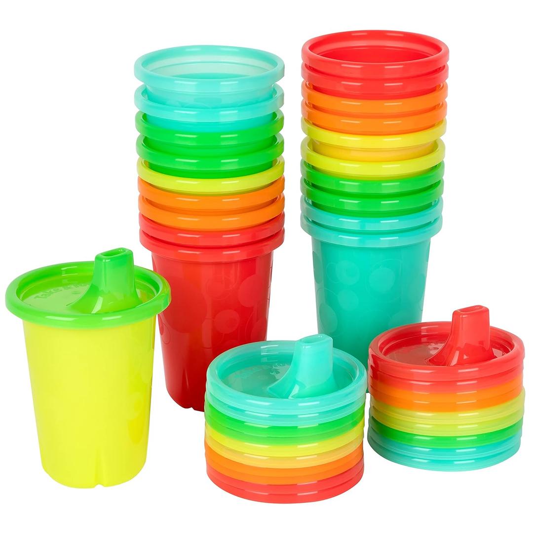 The First Years Take & Toss Spill Proof Sippy Cups - Rainbow Party Pack - Reusable Toddler Cups - Kids Cups and Snap On Lids for Ages 9 Months and Up - 20 Count (10 Ounces)