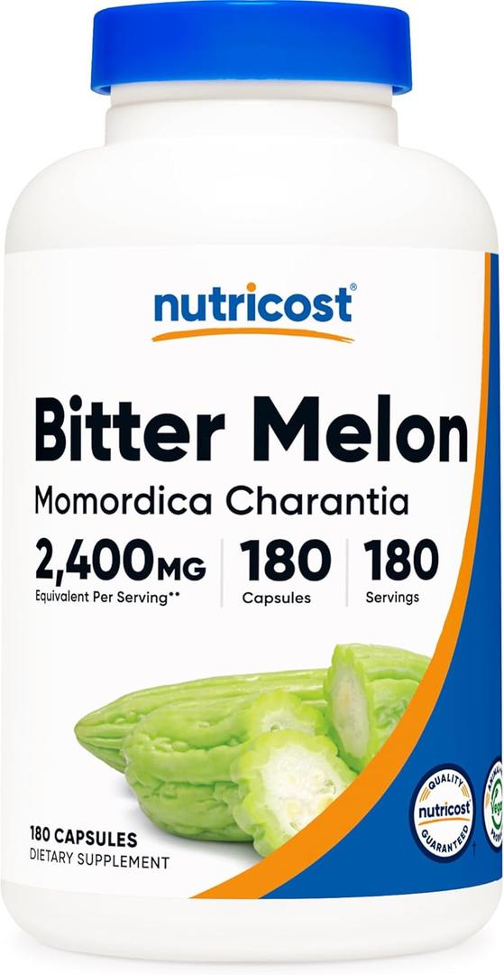 Nutricost Bitter Melon 600mg (2,400mg Equivalent), 180 Capsules - Gluten Free, Non-GMO