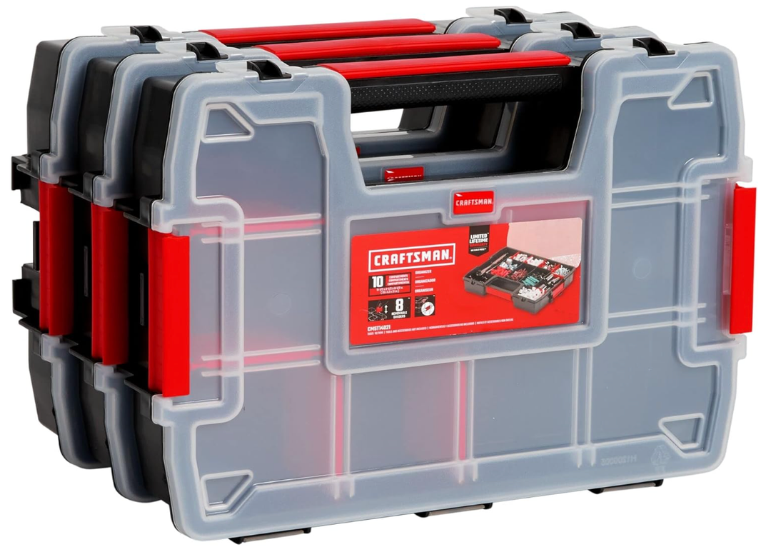 CRAFTSMAN Storage Organizer, Small Parts Organizer, 3-Packs with 10-Compartments, Lid Includes Secure Latch (CMST60964M)