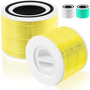 Core 300 Pet Care Replacement Filter for LEVOIT Core 300/Core 300-P/Core 300S Air Purifier,3-in-1 H13 Grade True HEPA with Activated Carbon Filter, Compare to Part No. Core 300-RF,2 Pack,Yellow
