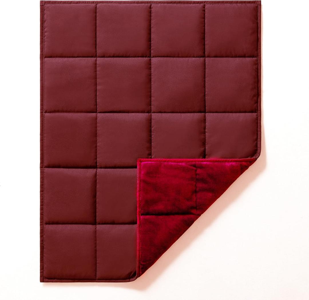 L'AGRATY Weighted Lap Pad - 5lb Cooling Blanket for Adults - Portable, Washable All-Season (29" x 24") (Burgundy)