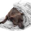 Furhaven Waterproof Throw Blanket for Dogs & Indoor Cats, Washable - Shaggy Plush Calming Long Faux Fur & Velvet Dog Blanket - Mist Gray, Large