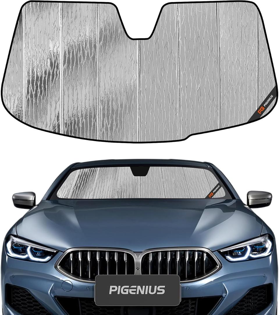 Pigenius Windshield Sun Shade for BMW 8 Series Coupe & Convertible (G14/G15) 2019-2026, Fits 840i M850i M8 Competition, Reversible, Brushed Silver