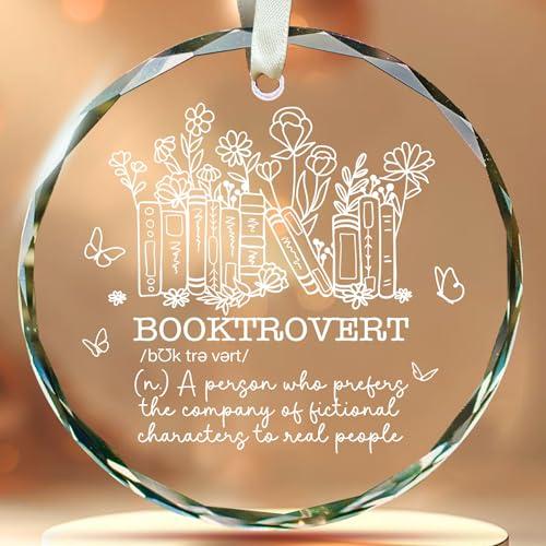 Pack of 2 SUCHAGIFT Book Ornaments for Christmas Tree, Lover Ornaments - Gifts for Book Lovers Women, Bookworms, Librarian, Booktrovert, Readers Ornament - Glass Ornament