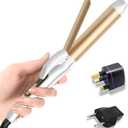 Dual Voltage Curling Iron Travel 2 in 1 Curl and Straightener (110V-240V) 1.25 Inch Normal Size Hair Curle Ceramic with EU/UK Plug Adapter Curling Wand Adjustable Temperature and Anti-Tangle