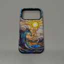 DAIZAG Case for iPhone 17 Pro,Sun Waves Stained Glass Full Body Design Hybrid Dual Protection Soft TPU Hard PC Shockproof Scratch Resistant Protective Cover Phone Case for Men Women