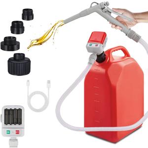 Fuel Transfer Pump (3.2GPM) - USB Type-C or Battery Power, Gas Can Pump with Hand Nozzle for Quick Stop Flow Control, 51'' Hose & 4 Can Adapters, Portable Liquid Pump for Gasoline, Diesel, Oil