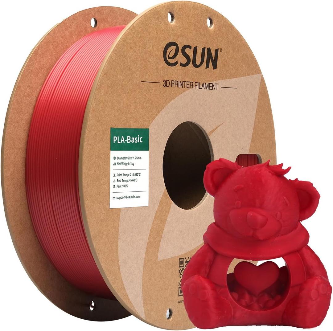 eSUN PLA Basic Filament 1.75mm, 1KG Spool (2.2 LBS) High Speed Printing 3D Printer PLA Filament, Designed for Fast Printing, Fire Engine Red