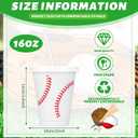 Domensi 20 Pieces Plastic Baseball Cups Reusable Cute Party Plastic Cups 16 oz Sports Party Gifts for Baseball Game Sport Theme Decoration Birthday Supplies