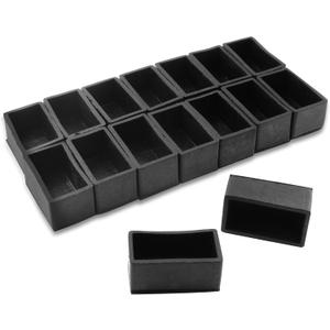 Uenhoy 16 Pcs Rectangle Rubber Chair Leg Covers, Black Chair Leg Caps Rectangular Furniture Feet Cover, Chair Leg Floor Protectors 1" x 2"