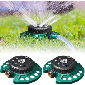 2 Pcs 9 Pattern Lawn Sprinkler - 360 Degree Small Garden Yard Sprinkler, Heavy Duty Base Metal, Covers up to 26.25 ft Diameter Area (Orange)(Green)