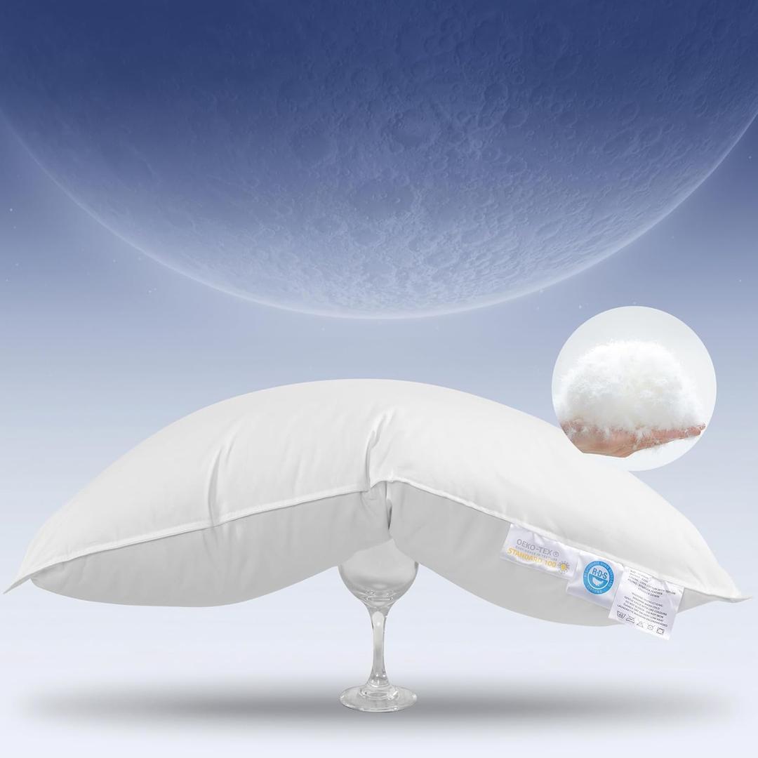 Baauye Luxury Canadian White Goose Down Pillow Standard Size- 750+ Fill Power, Soft Down Pillow for Sleeping, Fluffy Pillow for Neck Pain ST7 (1 Pack, 20"x26")