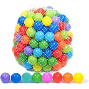 Playz Soft Plastic Mini Ball Pit Balls 200 Count - w/ 8 Vibrant Colors - Crush Proof, No Sharp Edges, Non Toxic, Phthalate & BPA Free for Baby Toddler Ball Pit, Play Tents & Tunnels Indoor & Outdoor