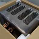 SEEDEEM Toaster 4 Slice, Stainless Steel, Touch Screen for Dual Control, Digital Timer, Smart Toaster with 6 Bread Type, 7 Shade Setting, 1.5''Wide Slot, Removable Crumb Tray, 1800W, Dark Metallic (Grey)