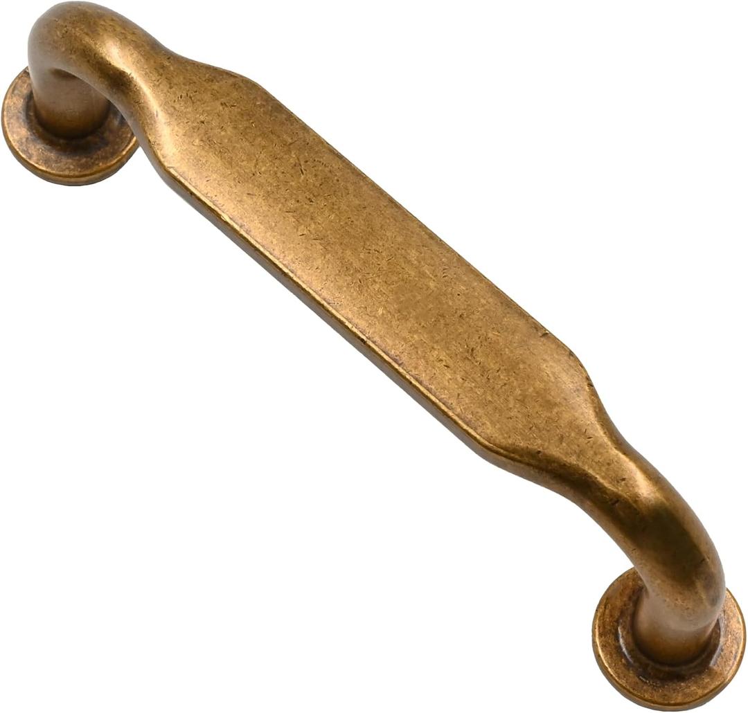 Alzassbg 10 Pack Antique Brass Cabinet Handles, 3 Inch(76mm) Hole Centers Arch Modern Cabinet Pulls Kitchen Cabinets Hardware for Cabinets and Drawers AL3503AB (3" Hole Center)