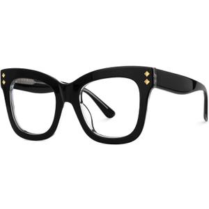 VOOGLAM Square Blue Light Glasses for Women Anti Eyestrain Dry Eyes Computer Phone TV Eyewear Faustyna (Black)