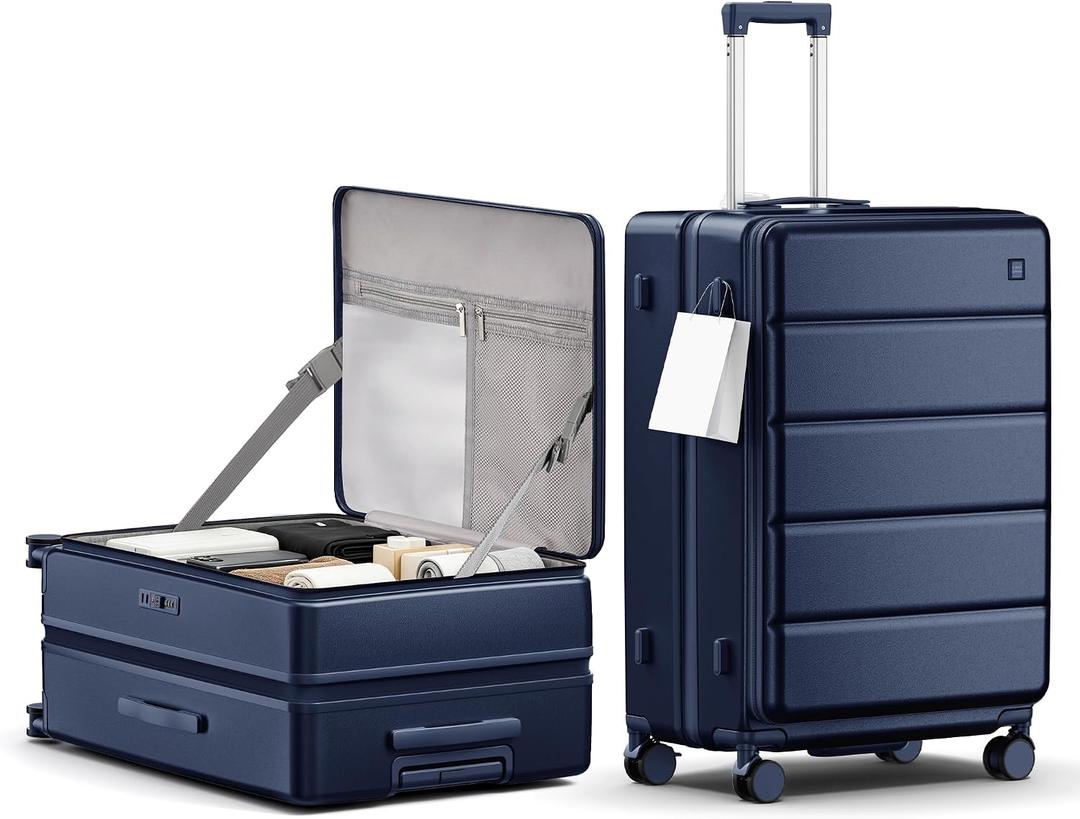 28 Inch Checked Luggage Side Opening Expandable Hardshell Suitcase, 100% PC Lightweight with Brake Spinner Wheels, TSA Lock - Large Travel Suitcase
