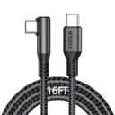 XAOSUN 240W USB C to USB C Cable - 16FT Right Angle C to C Cable Fast Charging, USBC to USBC Charger Cord Type C for iPhone 17 16 15 Pro Max Plus, MacBook, Samsung Galaxy S23 & More (16 feet-90)