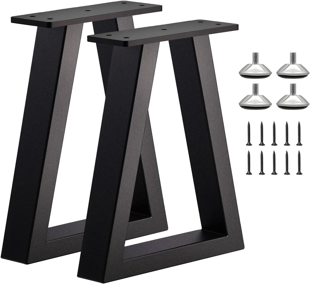 14 '' Trapezoid Metal Table Legs, Heavy Duty Replacement Furniture Feets for DIY Coffee Tables, Bench, Cabinet, Stool, Night Stands, Sofa, (H16 x W11.8, Set of 2)