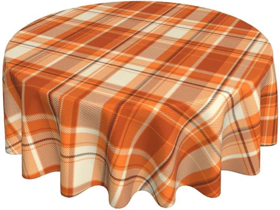 BETGINY Fall Tablecloth 60 Inch Round Autumn Thanksgiving Plaid Table Cloth Dust-Proof Wrinkle Resistant Rustic Tablecloth for Holiday Kitchen Dining Room Party Picnic Indoor Outdoor