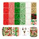 2294pcs Clay Beads for Bracelets - 5 Color Red Green Heishi Polymer Clay Beads for Jewelry Making Supplies - Charm, Friendship Bracelet Making Kit for Christmas Day