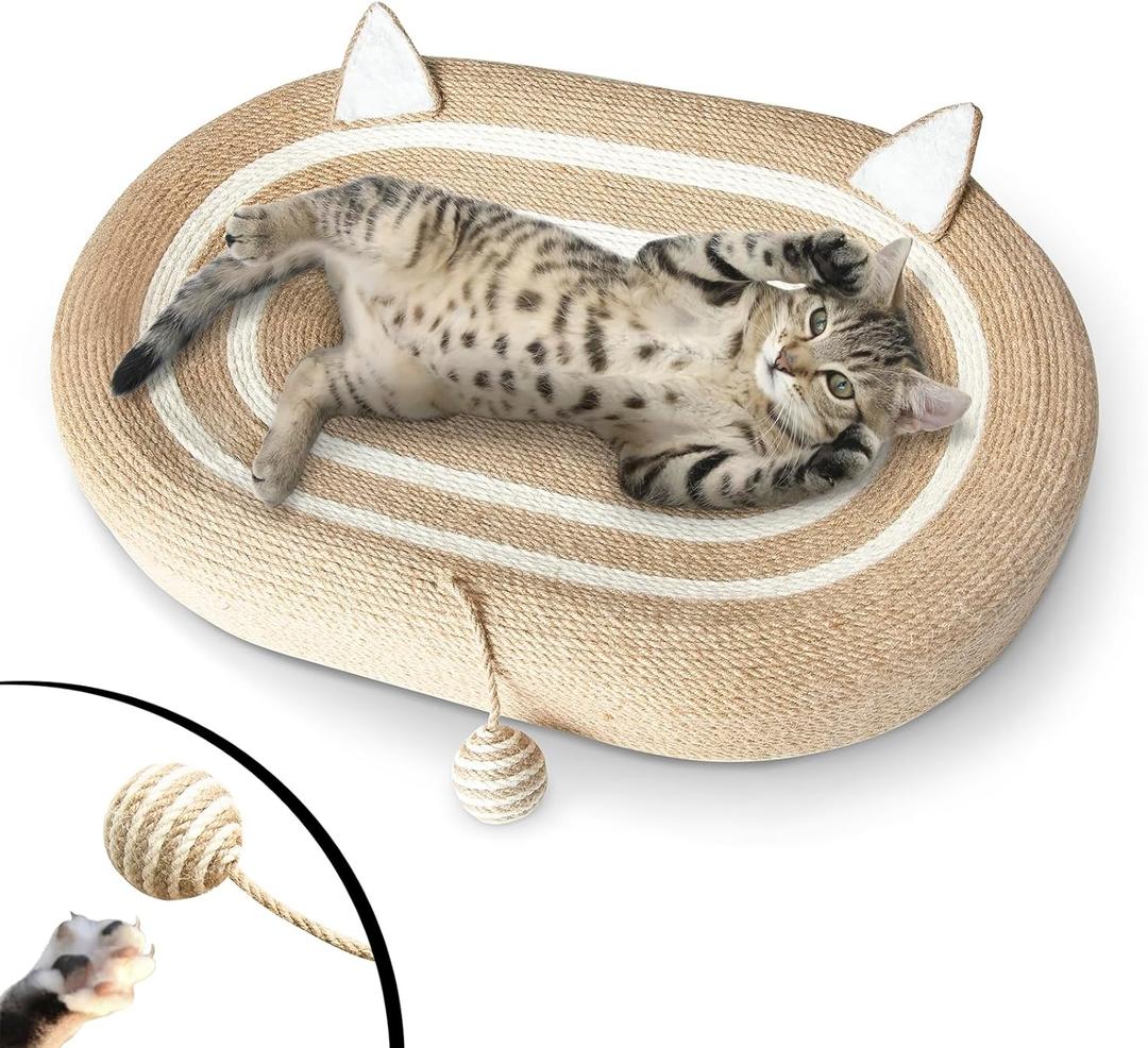 Cat Scratcher Bed 3 in 1 Sisal Cat Scratching Pads Beds Cat Scratchers for Indoor Cats with Anti-Slip(24x15x3.5 in)
