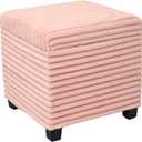 ABHENG 17.7 inches Faux Fur Ottomans Cube with Legs, Metal Framed Vanity Stool Chair Storage Ottoman Foot Rest Stool, Holds 770 LB for Dorm Living Room Bedroom Pink UASND643P