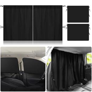 Set of 3 Car Window Shades, 1 Rear Seat Divider Curtain & 2 Rear Side Window Sun Shades, 95% Light Blocking Car Window Covers Privacy Protection Curtains for Breastfeeding,Taking a nap,Camping,