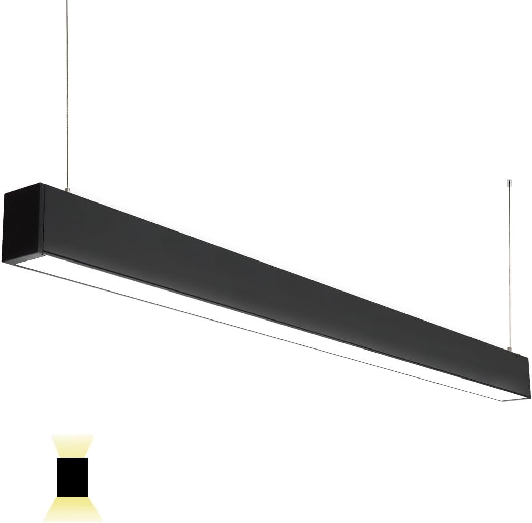 4FT Linkable LED Linear Light, 50/45/40/35/30W Adjustable, 3000K/4000K/5000K Selectable Linear Lighting Fixture, 0-10V Dimmable Architectural Hanging Office Shop Light for Gym Retail, ETL 1Pack