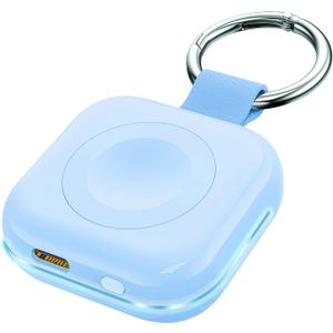 HUOTO Charging Adapter, 1200mAh Battery Powered Portable Wireless Charger for Apple Watch Series 9/8/7/6/SE/5/4/3/2/1 Ultra, Keychain USB-C Charger, Gifts for Women Man (Blue)