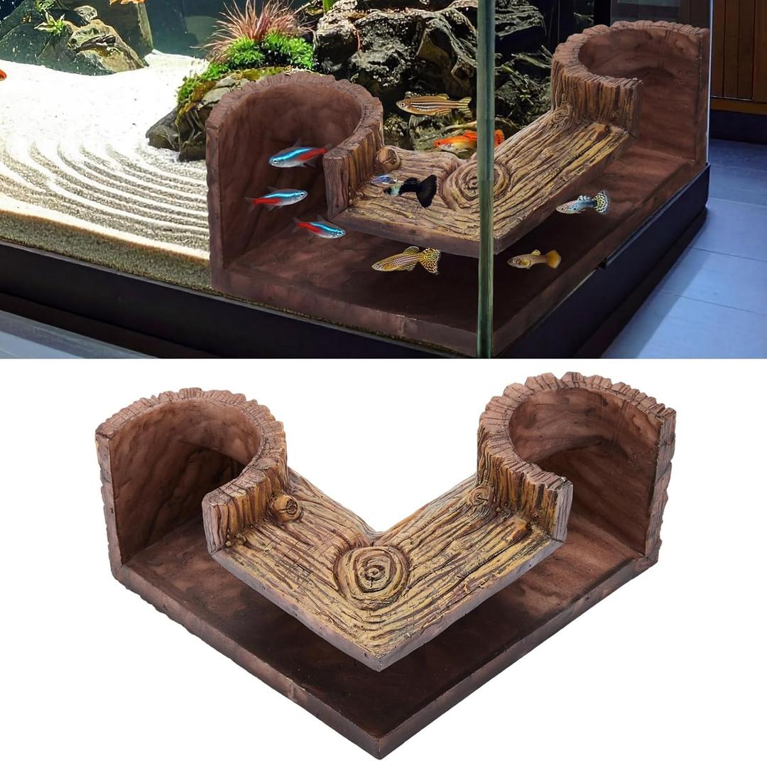 1 Pc Aquarium Underground Tunnel Cave Wood Like, 5.1 x 2 x 2.7 Inch Fish Hideout for Aquarium, Decoration for Guppy, Corydoras Catfish, Loaches, Corydora Catfish Bettas Pleco and Shrimps